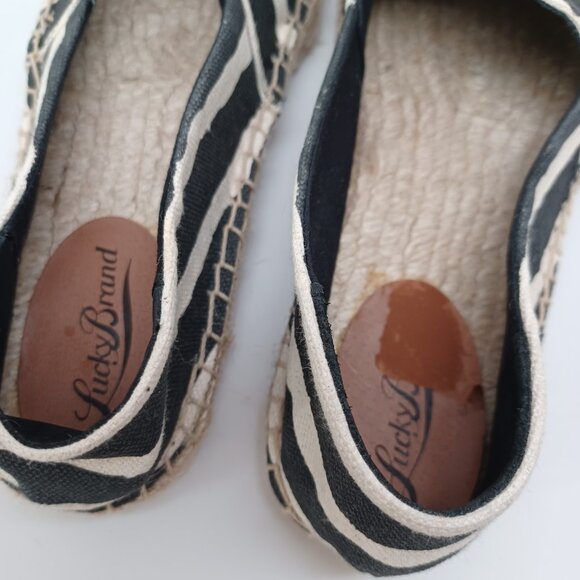 Lucky Brand Flats Tashii Canvas Espadrilles Black Stripes Womens 7 - Picture 12 of 15